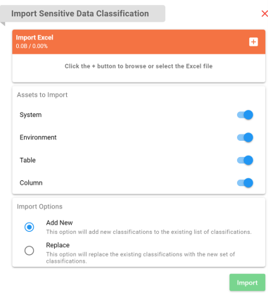Import Sensitive Data Classification Screen Appears